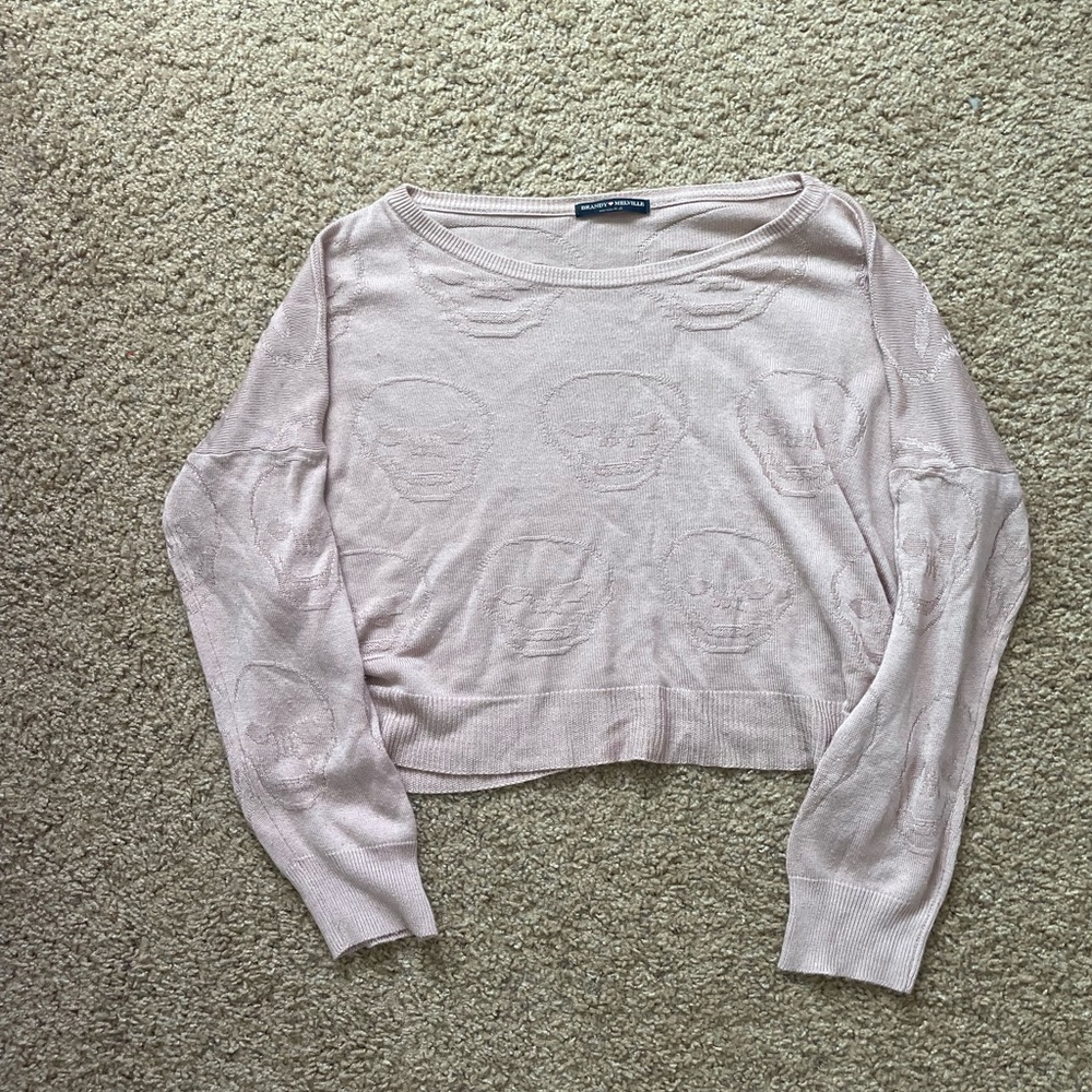 Brandy Melville Long Sleeve Cropped Knit Top